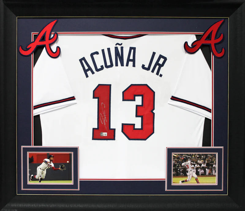 Ronald Acuna Jr Signed Atlanta Braves Framed Jersey with Beckett Witness